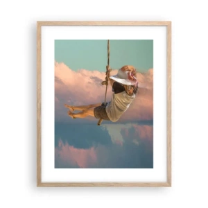 Plakát v rámu světlý dub - Hra v oblacích - 40x50 cm