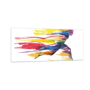 Obraz na skle - Duhový běh - 100x40 cm
