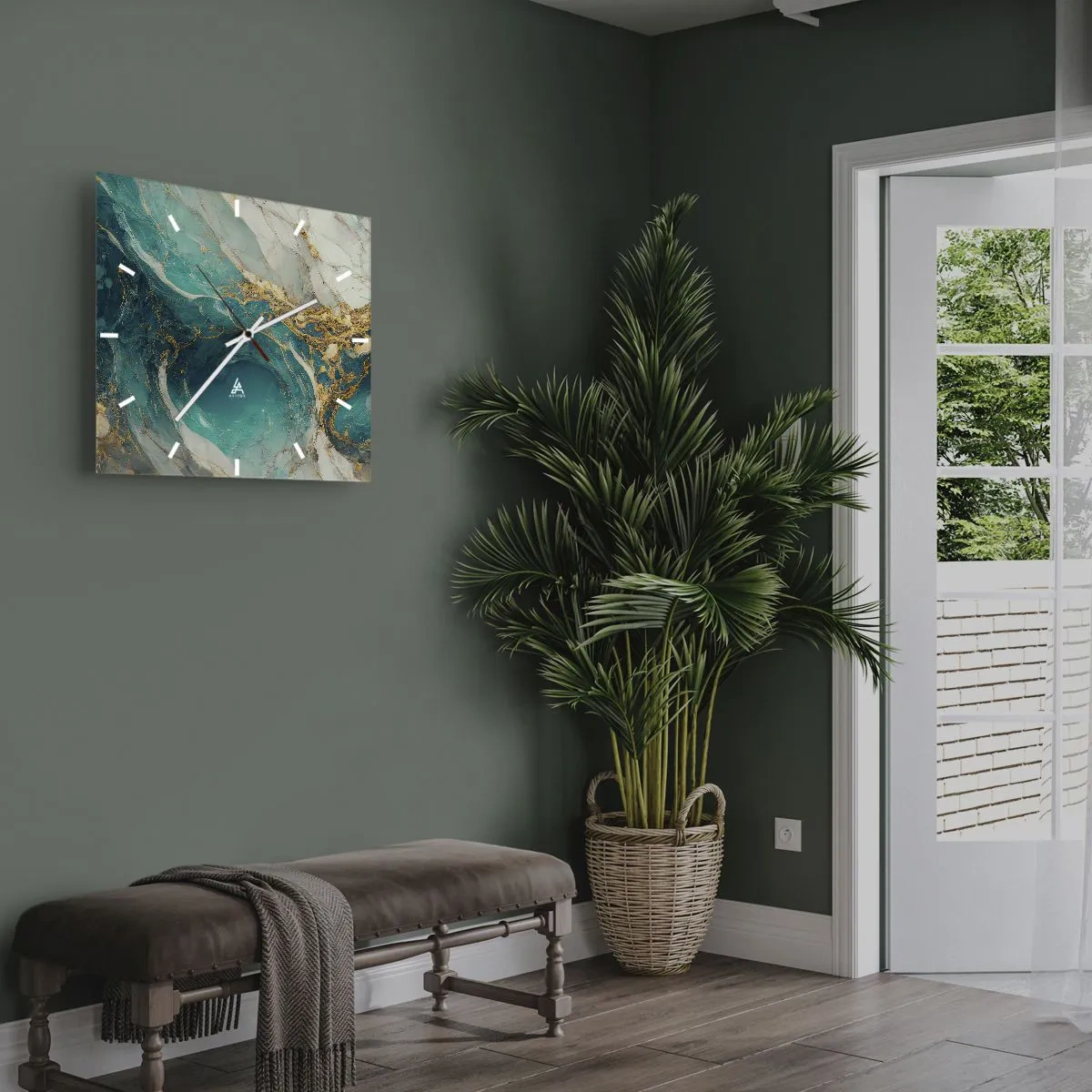 Nástěnné hodiny - Kompozice se zlatými žilami - 40x40 cm