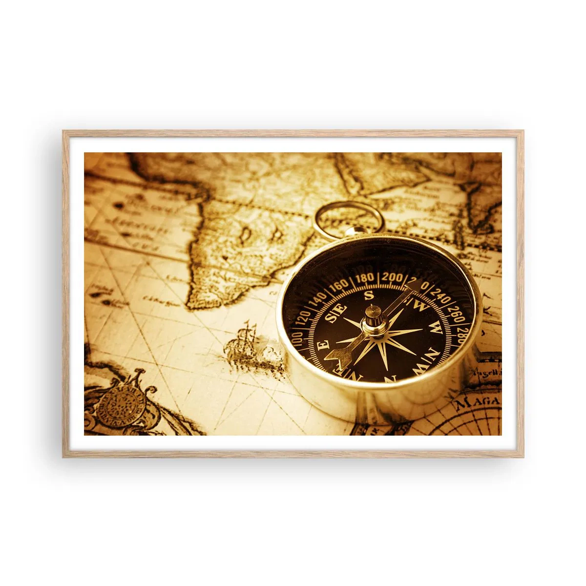 Plakát v rámu světlý dub - Na východ nebo na západ? - 100x70 cm