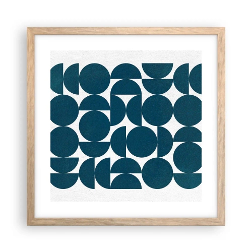 Plakát v rámu světlý dub - Kruhy a půlkruhy - 40x40 cm