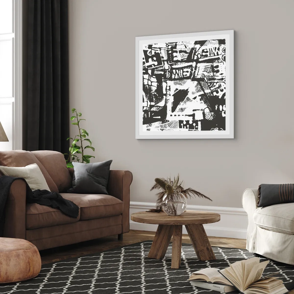 Plakát v bílém rámu - Pořádek nebo chaos? - 60x60 cm