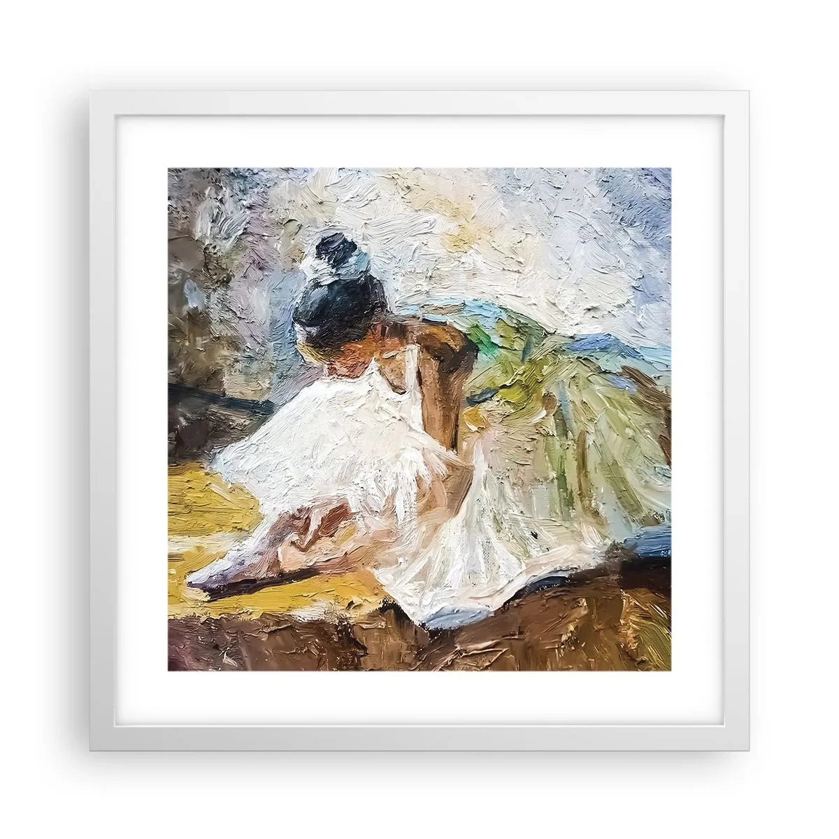 Plakát v bílém rámu - Z Degasova obrazu - 40x40 cm
