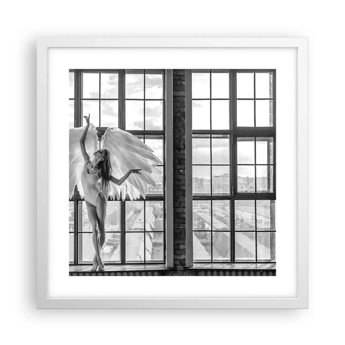 Plakát v bílém rámu - Město andělů? - 40x40 cm