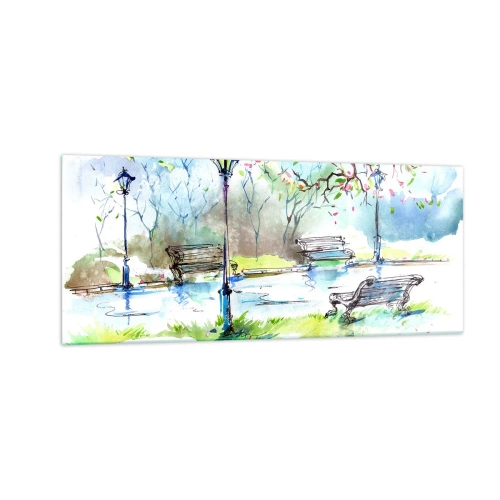 Obraz na skle - Kouzlo parkového ticha - 100x40 cm