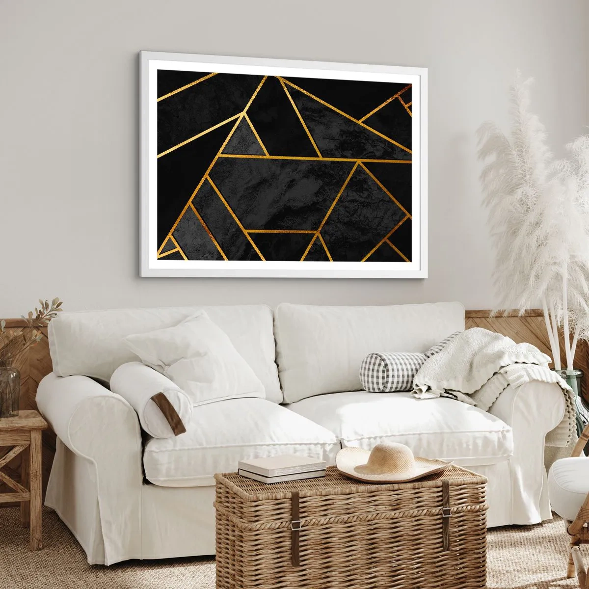 Plakát v bílém rámu - Temnota a světlo - 70x50 cm