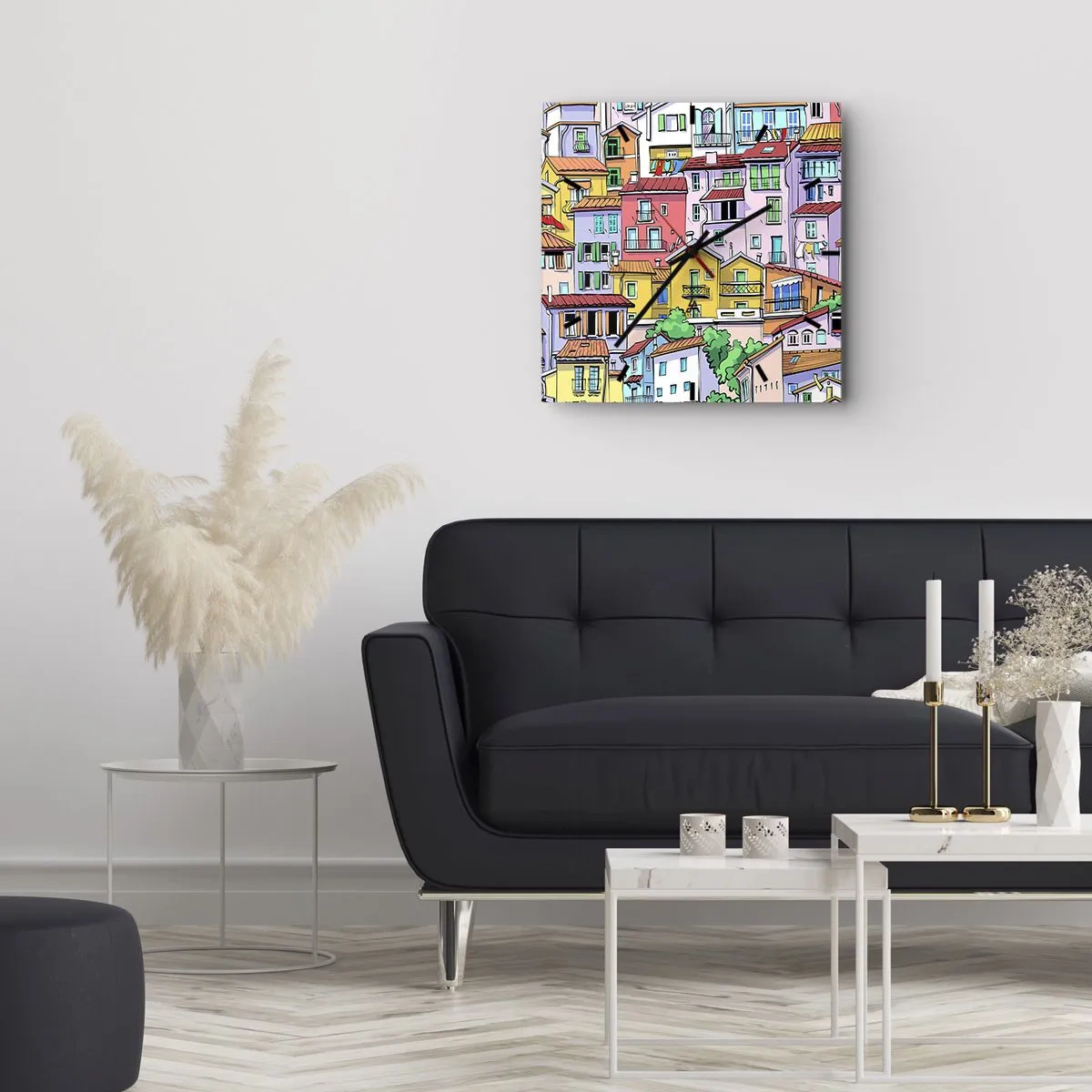 Nástěnné hodiny - Veselé město - 40x40 cm