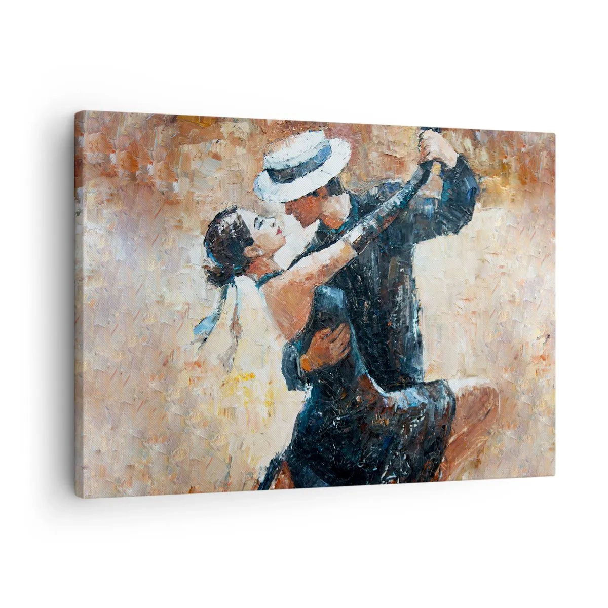 Obraz na plátně - Pár tančí tango v romantickém, elegantním stylu - 70x50cm - A la Rudolf Valentino - Moderní nástěnná dekorace do obývacího pokoje a ložnice ARTTOR