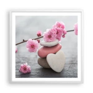 Plakát v bílém rámu - Blaženost s višňovým květem - 60x60 cm