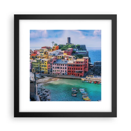 Plakát v černém rámu - Středomořské kouzelné městečko - 30x30 cm