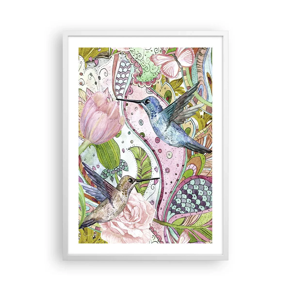 Plakát v bílém rámu - Zamotané do lián - 50x70 cm
