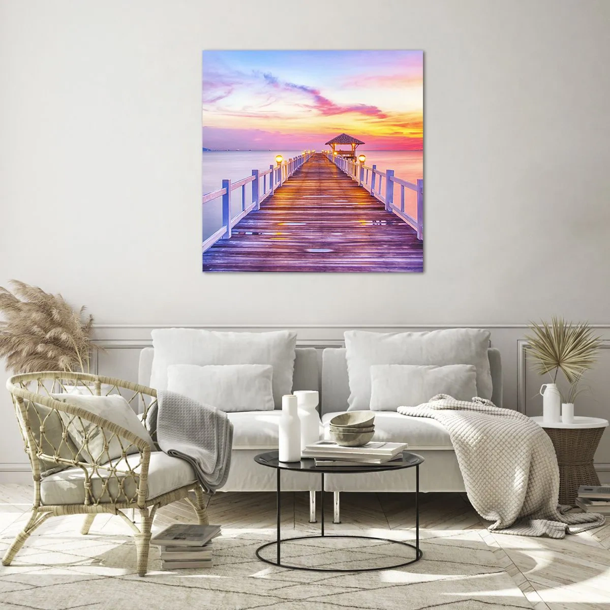 Obraz na skle - Liliově-zlaté ticho večera - 30x30 cm