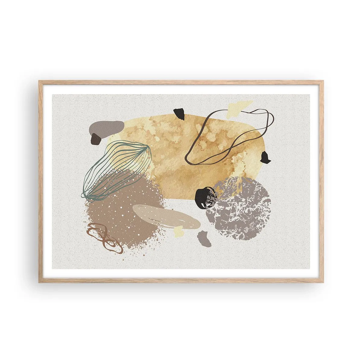 Plakát v rámu světlý dub - Abstraktní švestka - 100x70 cm