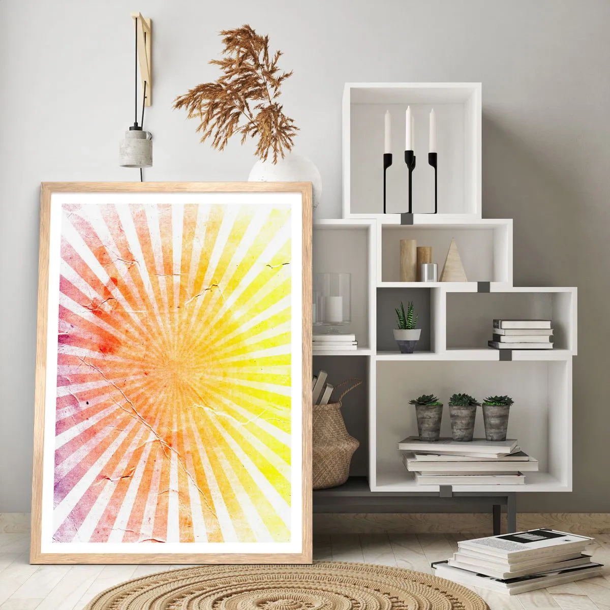 Plakát v rámu světlý dub - Východy a západy - 50x70 cm