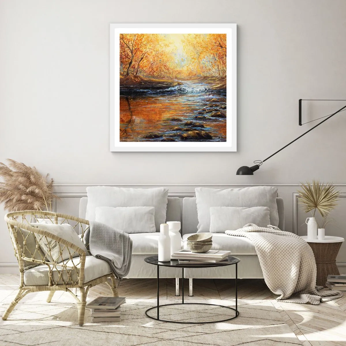 Plakát v bílém rámu - Zlatý potok - 50x50 cm