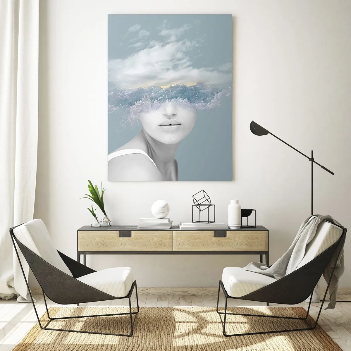 Obraz na skle - S hlavou v oblacích - 80x120 cm