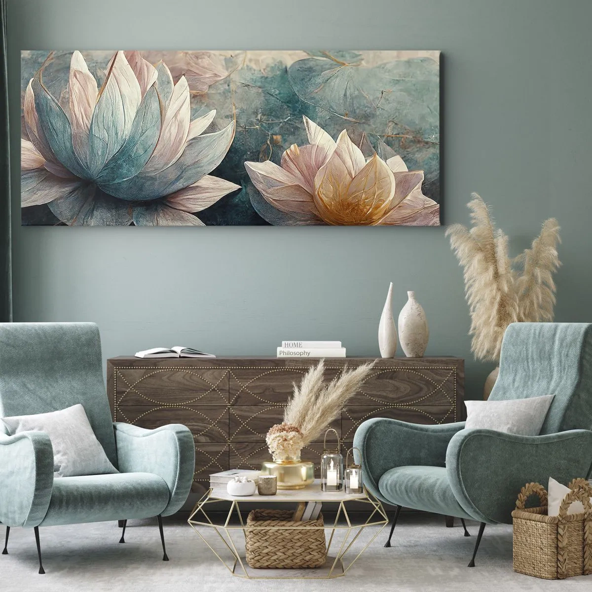 Obraz na plátně - Hvězdy a jezero - 160x50 cm