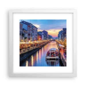 Plakát v bílém rámu - Večer plný světla a zábavy - 30x30 cm