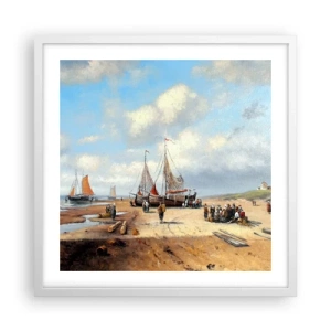 Plakát v bílém rámu - Po úspěšném rybolovu - 50x50 cm