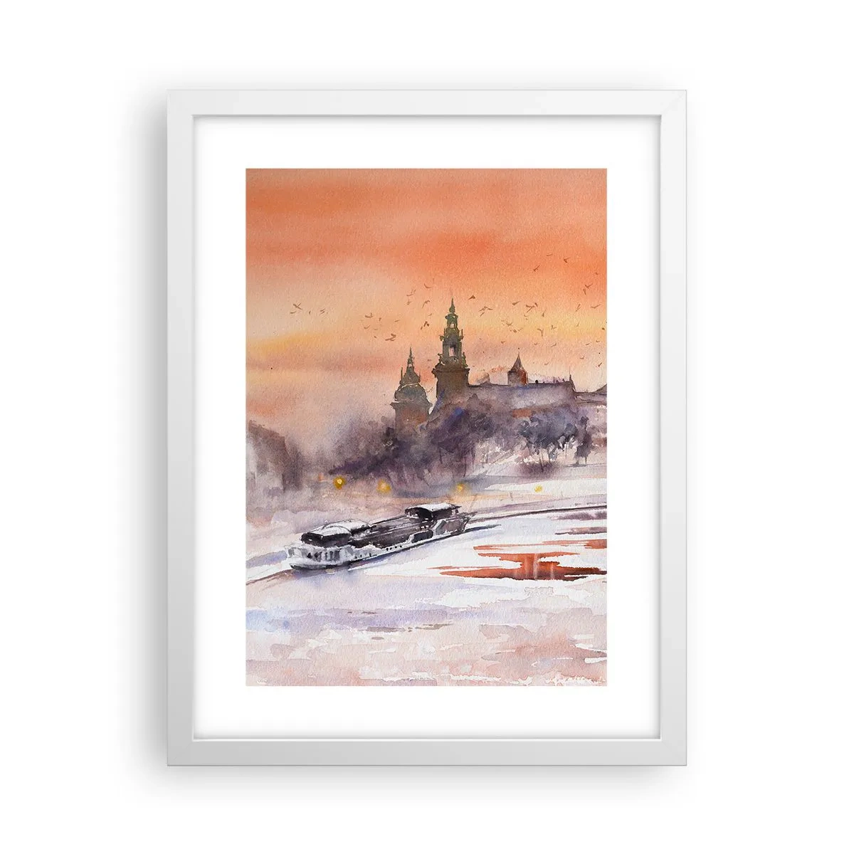 Plakát v bílém rámu - Královský západ slunce - 30x40 cm