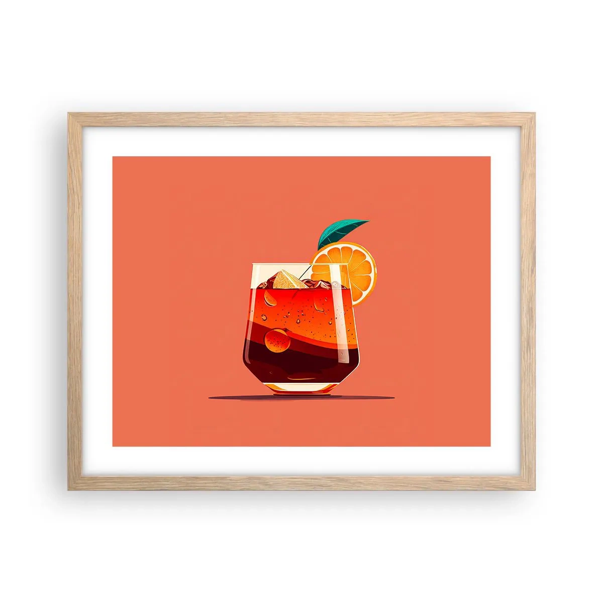 Plakát v rámu světlý dub - Letní osvěžení - 50x40 cm