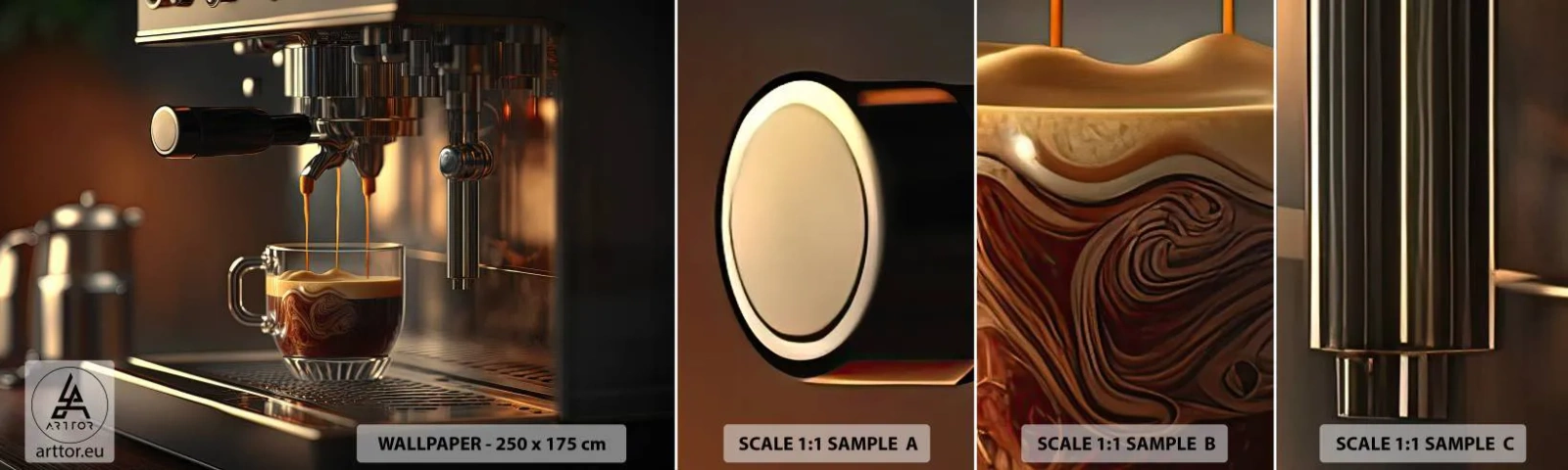 Vzor Fototapety Samolepicí Deluxe Sticker - Smyslná směs - Káva, Kávovar, Gastronomie - 100x30 cm