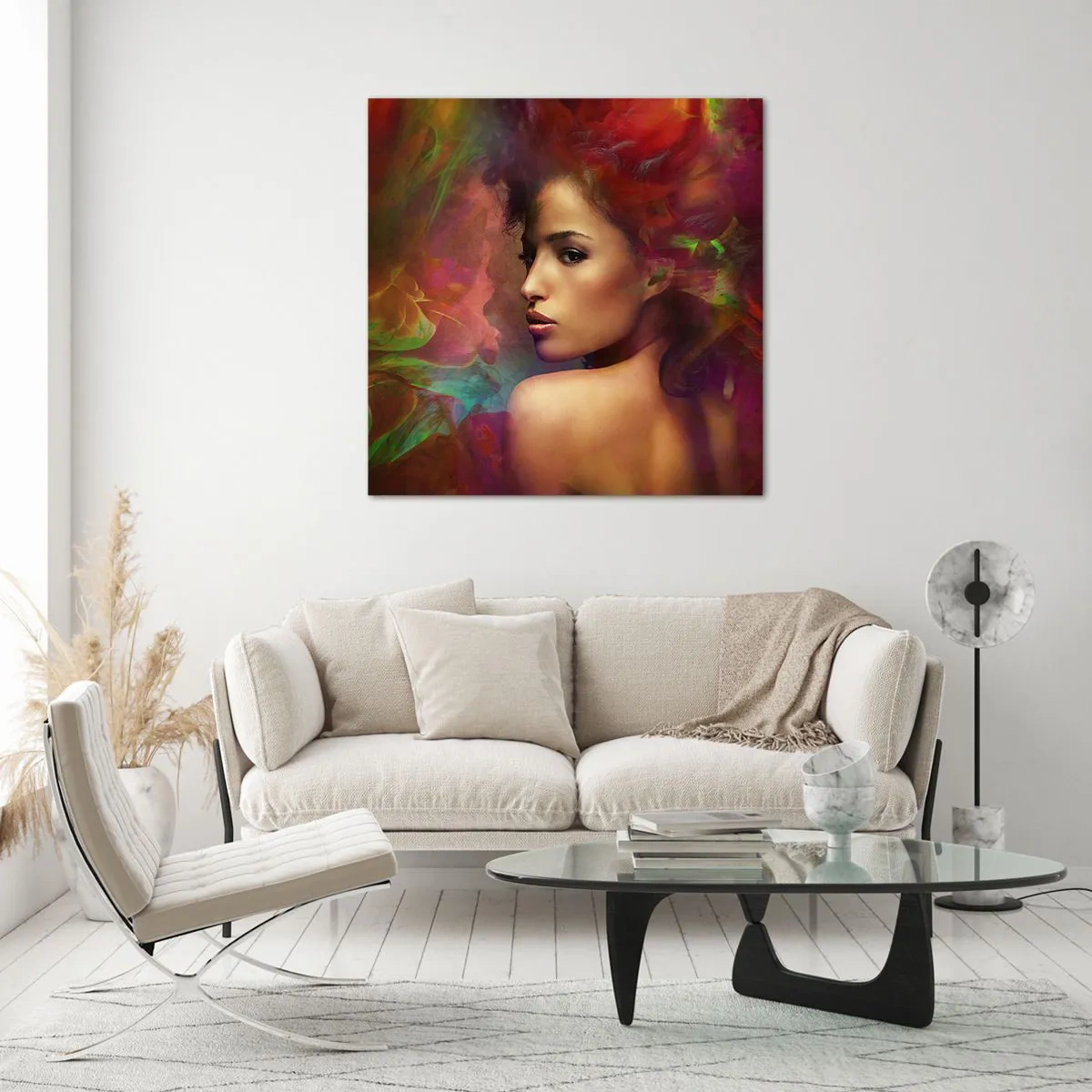 Obraz na skle - Krásnější než duha, jemnější než mlha - 50x50 cm