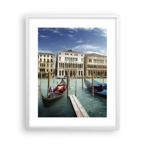 Plakát v bílém rámu - Paláce v modři - 40x50 cm