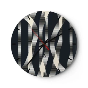 Nástěnné hodiny - Černý a béžový pruhovaný vzor s optickým efektem - 30x30cm - Pokus o prolomení temnoty - Moderní nástěnná dekorace do obývacího pokoje, kuchyně a ložnice ARTTOR