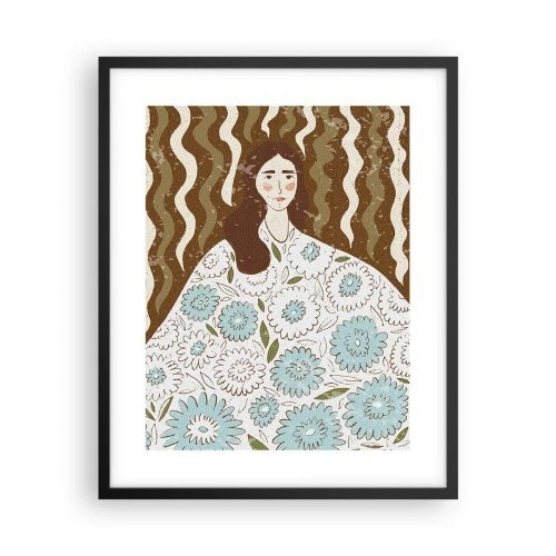 Plakát v černém rámu - Portrét v květinovém rouchu - 40x50 cm