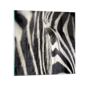 Obraz na skle - Portrét s pruhy - 50x50 cm