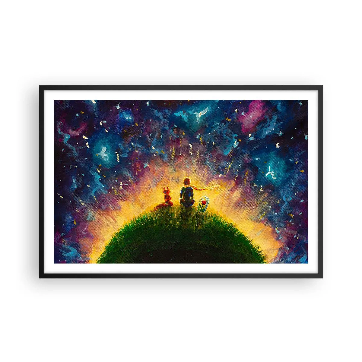 Plakát v černém rámu - Láska a přátelství - celý svět - 91x61 cm