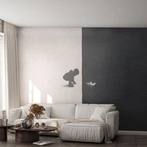 Fototapeta Premium Canvas - Velká výprava - Dítě, Černý a bílý, Voda - 100x70 cm
