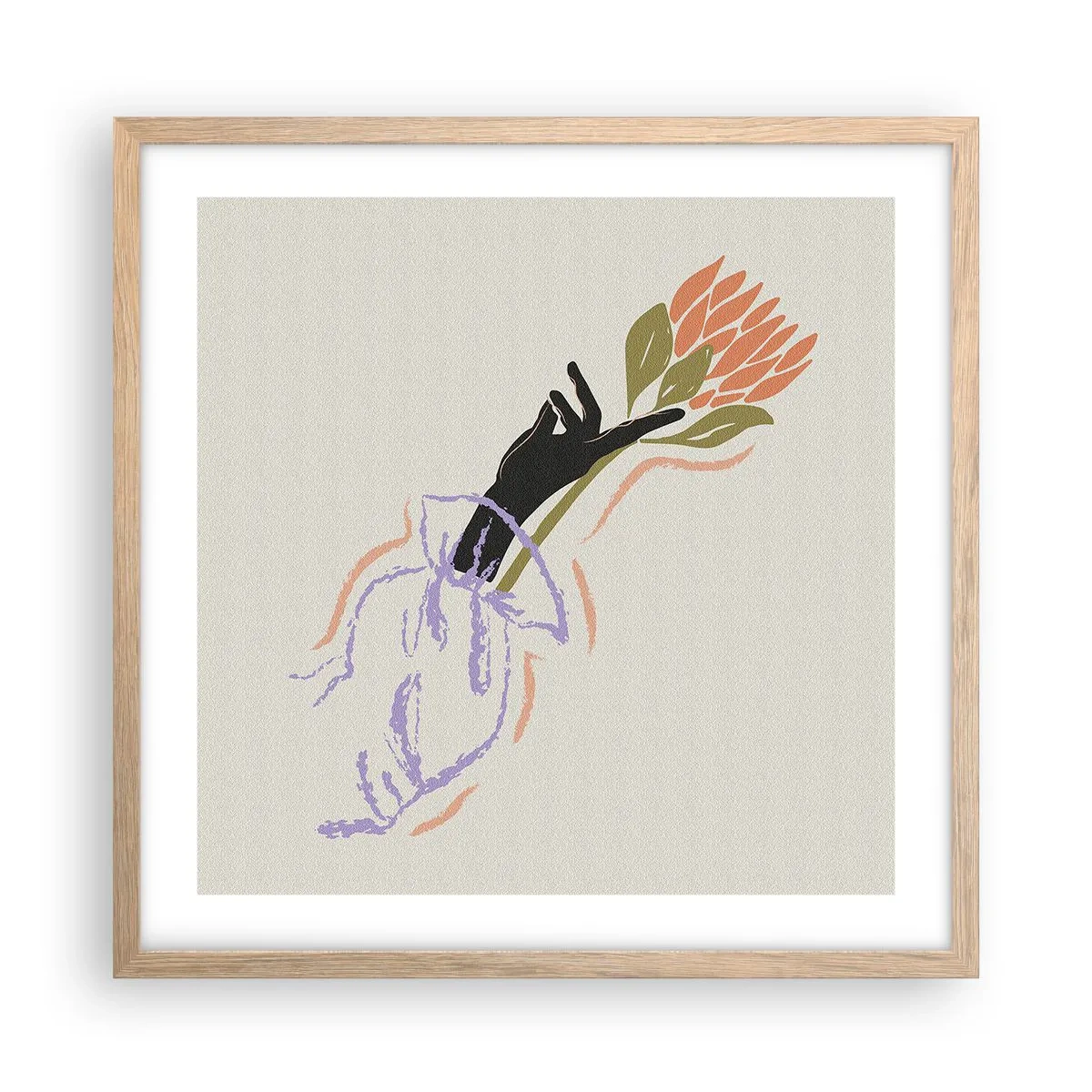 Plakát v rámu světlý dub - Sesterský dotek - 50x50 cm