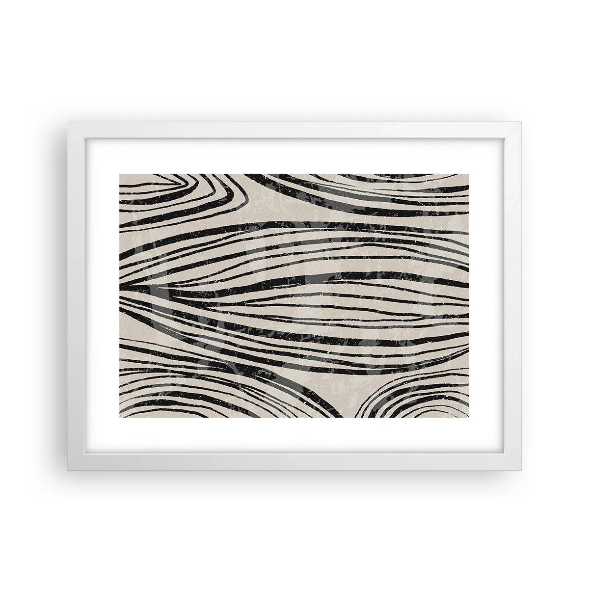 Plakát v bílém rámu - Močál s liniemi - 40x30 cm