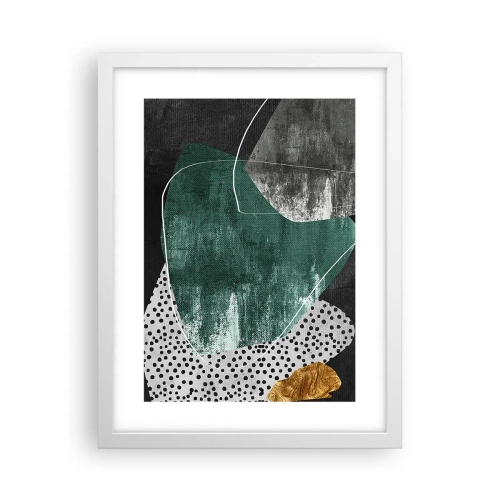 Plakát v bílém rámu - Barevná abstrakce se zlatou vločkou - 30x40 cm