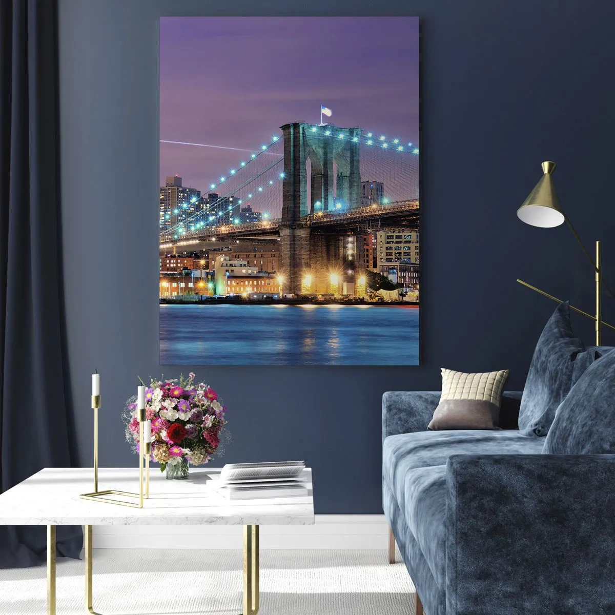 Obraz na skle - Po mnoho let Brooklynský most - 50x70 cm