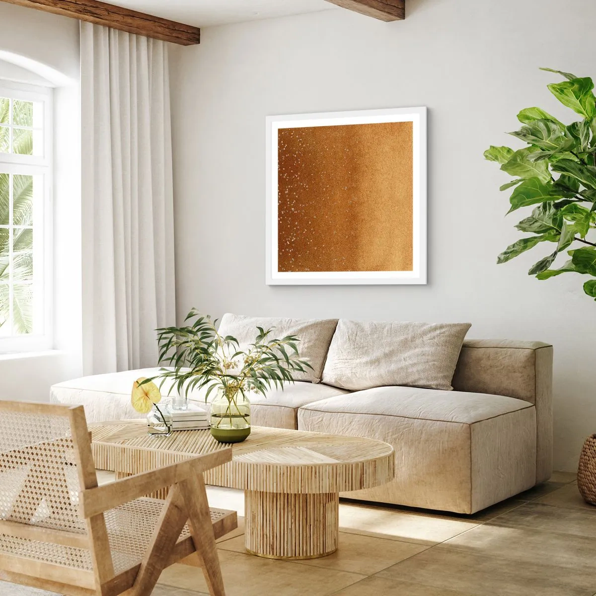 Plakát v bílém rámu - Zrození světla - 40x40 cm