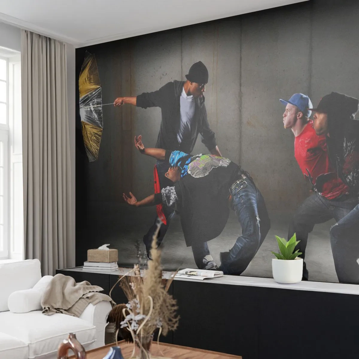 Fototapeta Premium Sand - Tančící s pouličním větrem - Tanec, Hudba, Lidé - 400x280 cm