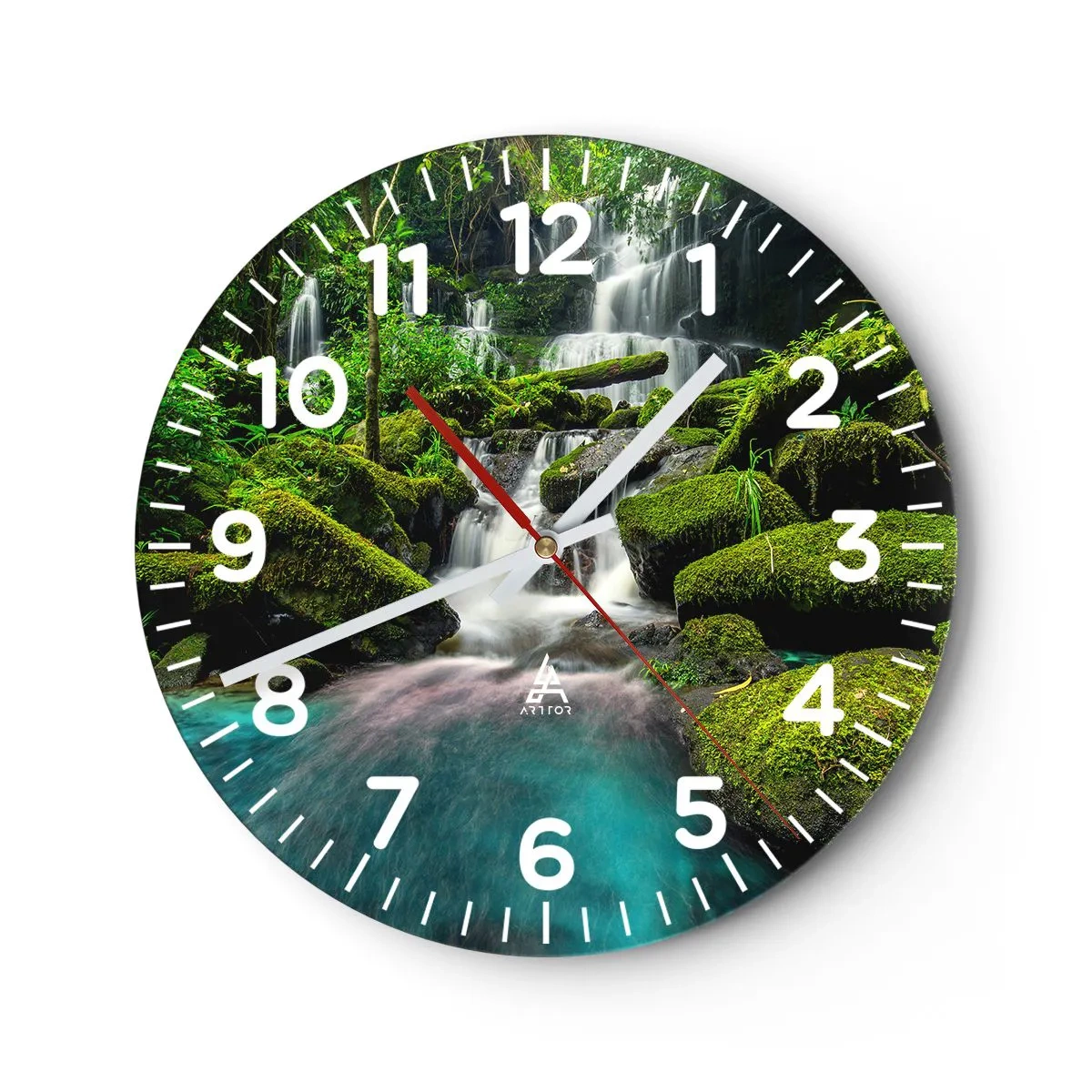 Nástěnné hodiny - Tyrkys, safíry a tekuté stříbro - 40x40 cm