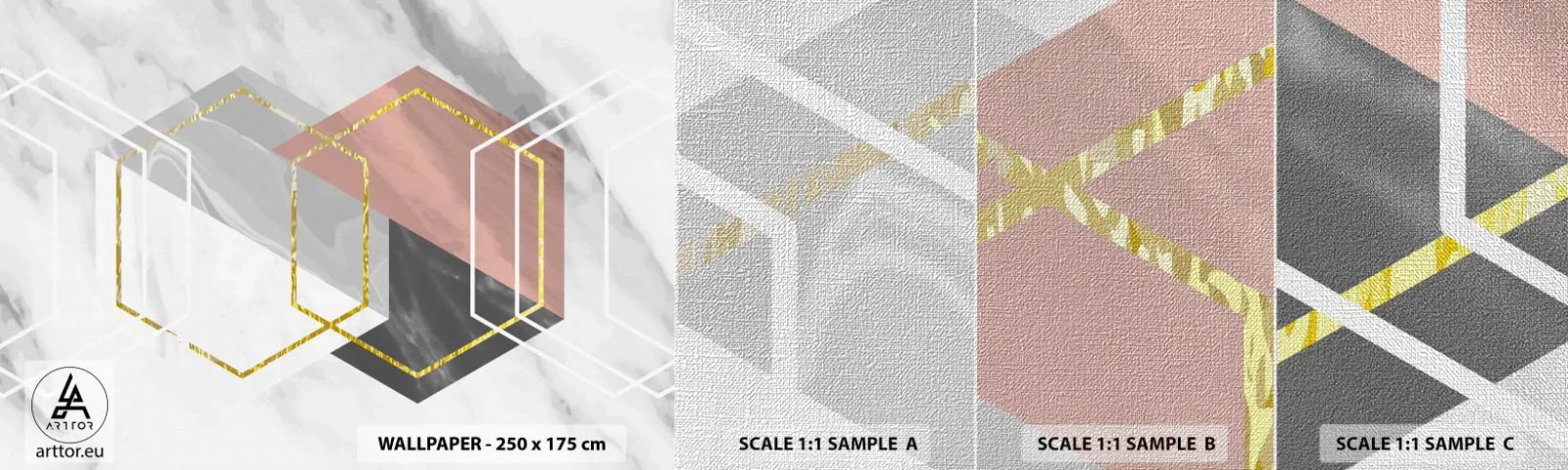 Vzor Fototapety Premium Canvas - Řetězová kompozice - Abstrakce, Kus, Šestiúhelník - 100x30 cm