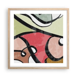 Plakát v rámu světlý dub - Piruety uprostřed barev - 50x50 cm