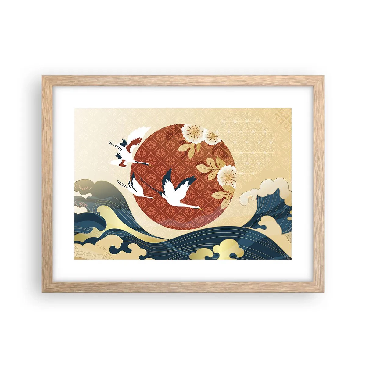 Plakát v rámu světlý dub - Japonská pohádka - 40x30 cm