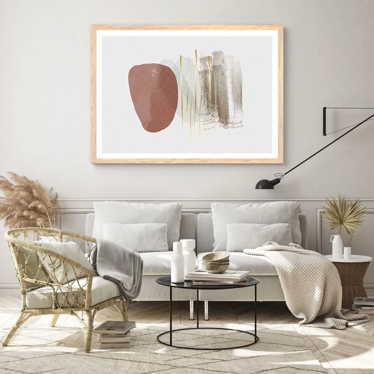 Plakát v rámu světlý dub - Abstraktní kolonáda - 91x61 cm