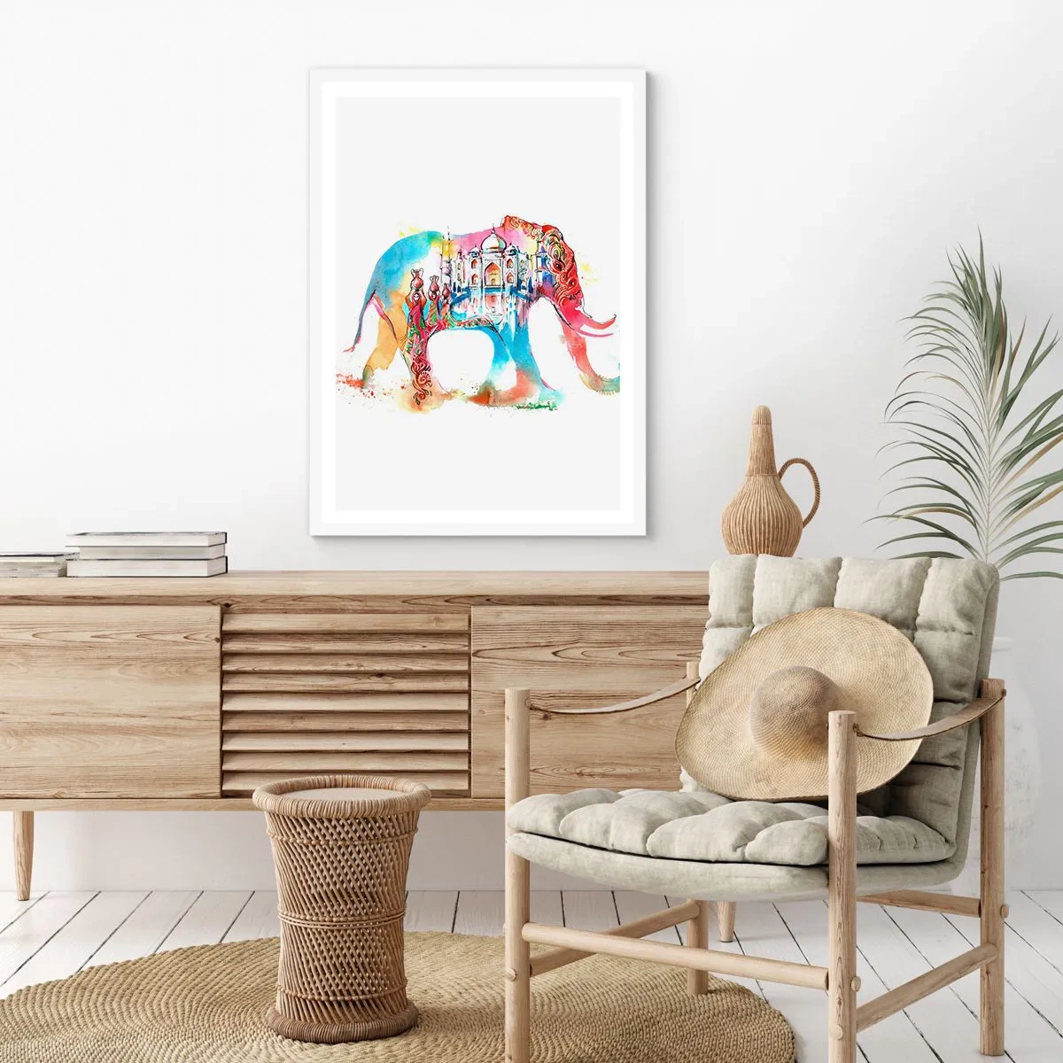 Plakát v bílém rámu - Indie - aura lásky - 70x100 cm