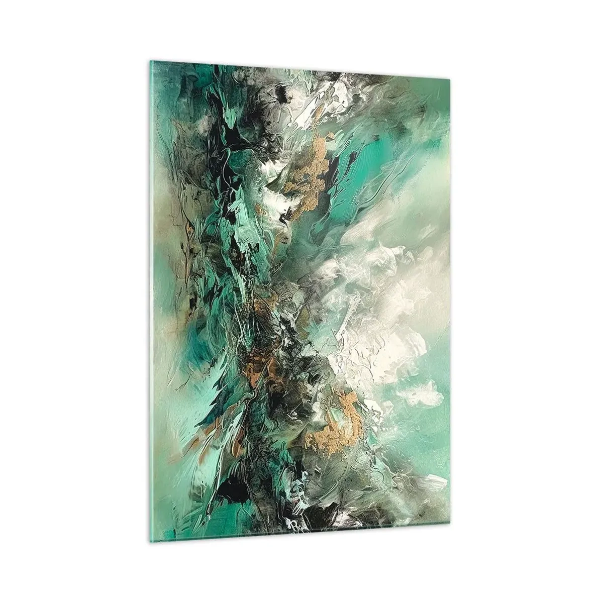 Obraz na skle - Smaragdově černé vlnobití - 50x70 cm