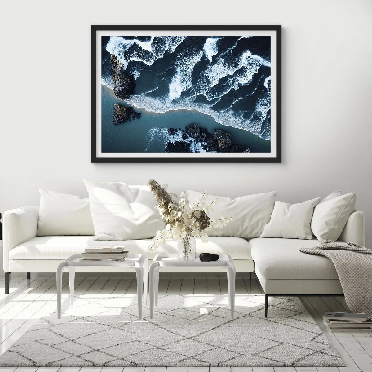 Plakát v černém rámu - Zahalené do vln - 70x50 cm