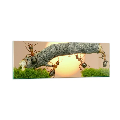 Obraz na skle - Radostná, společná práce - 90x30 cm