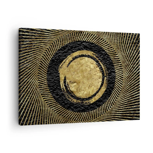 Obraz na plátně - Geometrická kompozice v černé a zlaté barvě s paprsky - 70x50cm - Glamour kompozice - Moderní nástěnná dekorace do obývacího pokoje a ložnice ARTTOR