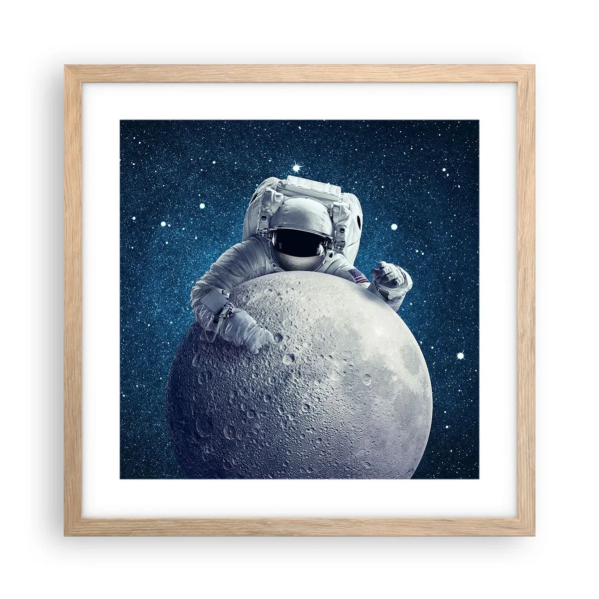 Plakát v rámu světlý dub - Vesmírný vtipálek - 40x40 cm